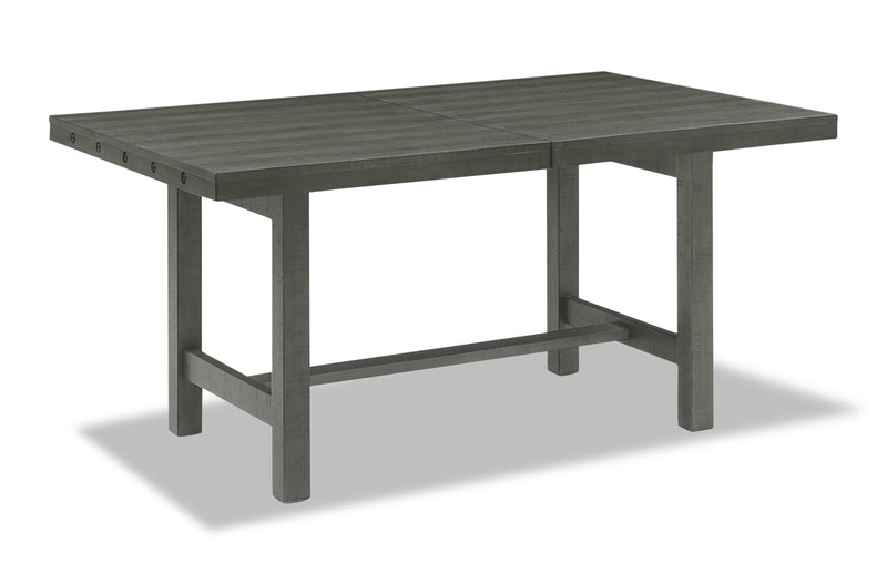 Table de salle à manger Alto de 65 po à 83 po (L) avec rallonge et base à tréteaux - grise