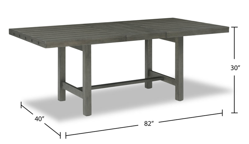 Table de salle à manger Alto de 65 po à 83 po (L) avec rallonge et base à tréteaux - grise
