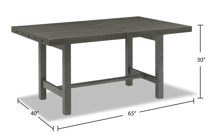 Table de salle à manger Alto de 65 po à 83 po (L) avec rallonge et base à tréteaux - grise