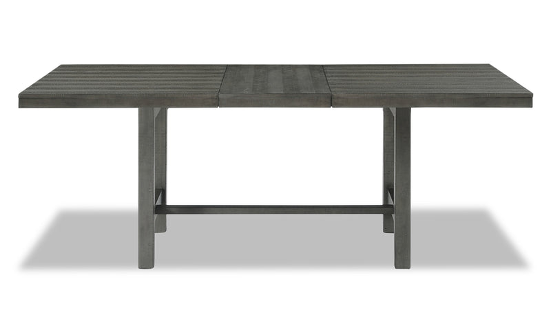 Table de salle à manger Alto de 65 po à 83 po (L) avec rallonge et base à tréteaux - grise