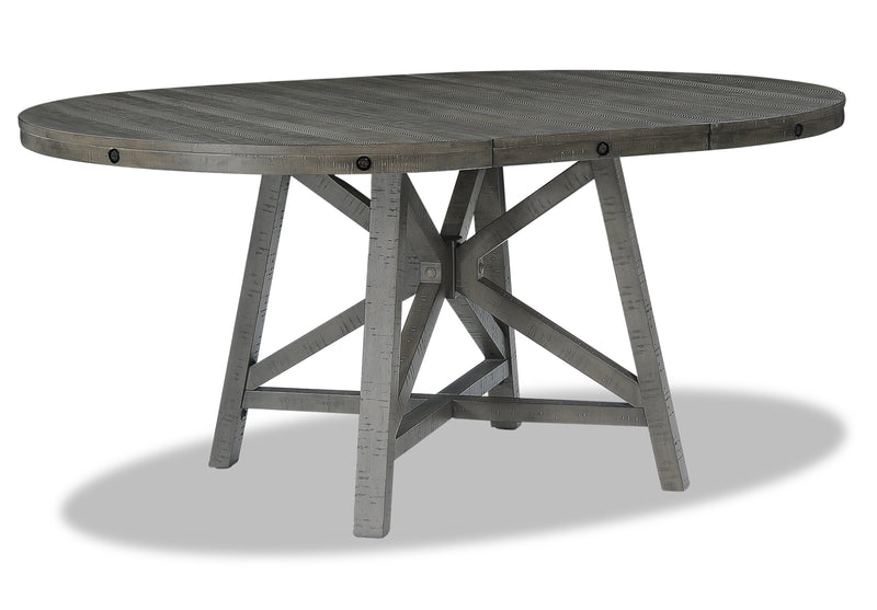 Table de salle à manger ronde Alto de 48 po à 66 po avec rallonge et base à tréteaux - grise
