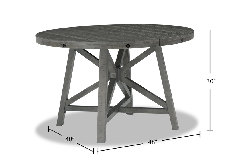 Table de salle à manger ronde Alto de 48 po à 66 po avec rallonge et base à tréteaux - grise