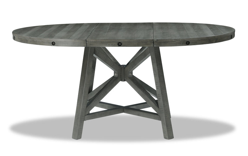 Table de salle à manger ronde Alto de 48 po à 66 po avec rallonge et base à tréteaux - grise
