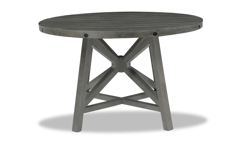 Table de salle à manger ronde Alto de 48 po à 66 po avec rallonge et base à tréteaux - grise