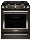 Cuisinière à gaz KitchenAid de 5,8 pi³ avec technologie AquaLiftMD et autonettoyage - acier inoxydable noir avec fini PrintShieldMC - KSGG700EBS