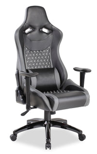 Fauteuil de jeu ergonomique Apollo de 28,3 po de qualité supérieure avec soutien lombaire - similicuir noir