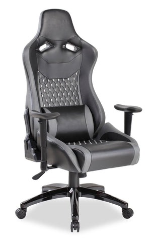Fauteuil de jeu ergonomique Apollo de 28,3 po de qualité supérieure avec soutien lombaire - similicuir noir