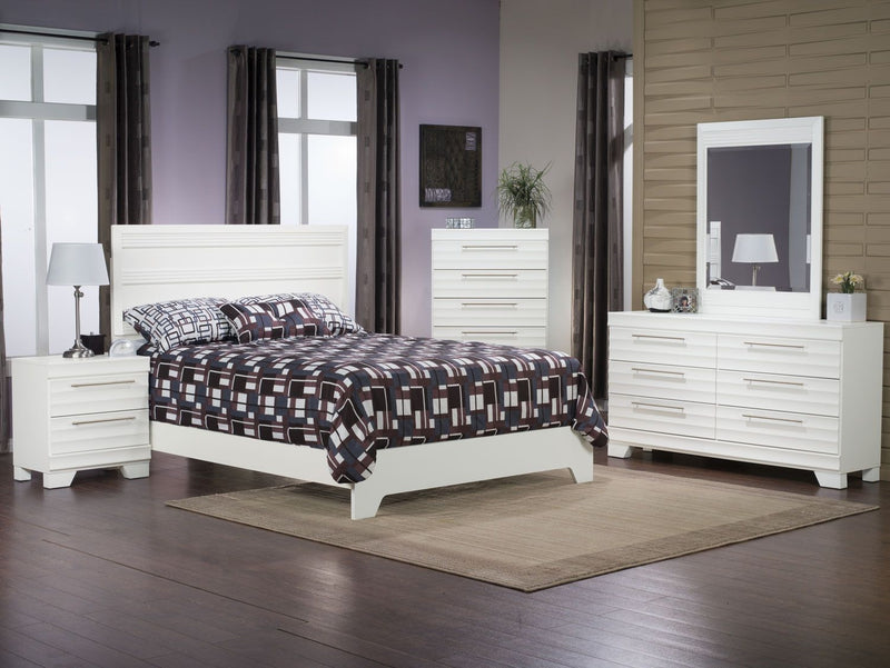 Ensemble de chambre à coucher Olivia 8 pièces avec grand lit ou lit double - blanc