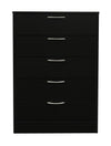 Commode verticale Arlo de 23,6 po (L) x 36,2 po (H) à 5 tiroirs pour la chambre à coucher, fabriquée au Canada - noire