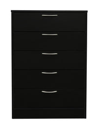  Commode verticale Arlo de 23,6 po (L) x 36,2 po (H) à 5 tiroirs pour la chambre à coucher, fabriquée au Canada - noire