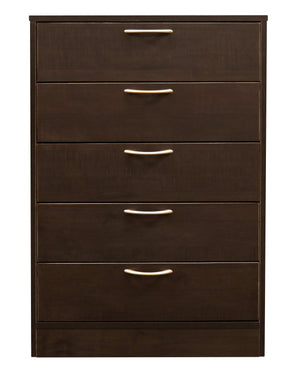 Commode verticale Arlo de 23,6 po (L) x 36,2 po (H) à 5 tiroirs pour la chambre à coucher, fabriquée au Canada - brun espresso