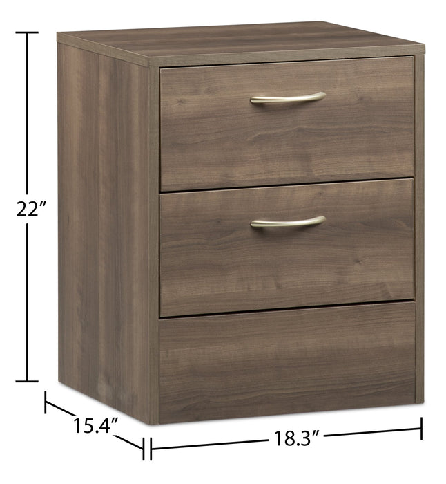 Table de nuit Arlo de 18,3 po (L) x 22 po (H) à 2 tiroirs, fabriquée au Canada - gris-brun
