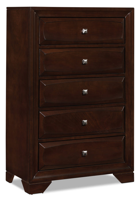 Ensemble de chambre à coucher Jaxon 4 pièces avec grand lit de rangement et commode verticale 