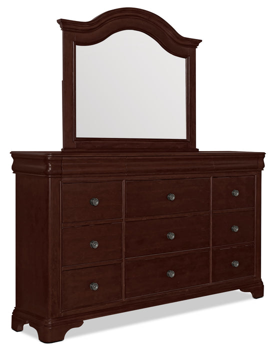 Ensemble de chambre à coucher Carmen 7 pièces avec grand lit - cerisier