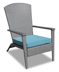 Fauteuil Bali pour la terrasse à l’extérieur - osier en résine tressé à la main, résistant aux rayons UV et aux intempéries - bleu
