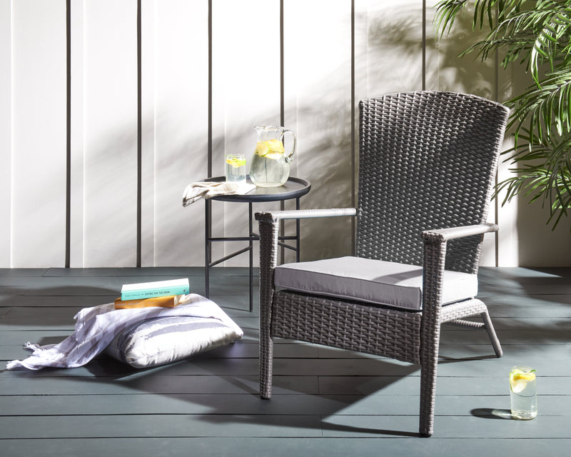 Fauteuil Bali pour la terrasse à l’extérieur - osier en résine tressé à la main, résistant aux rayons UV et aux intempéries - gris