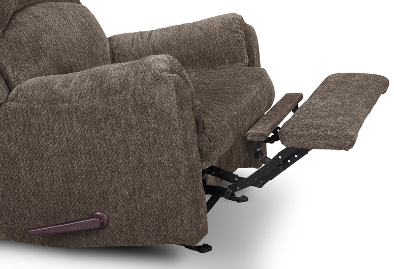 Fauteuil coulissant inclinable Baron de 32 po fabriqué au Canada en tissu de chenille - brun