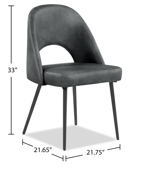 Chaise de salle à manger Bay de Kort & Co. en tissu de cuir végétalien et en métal - anthracite