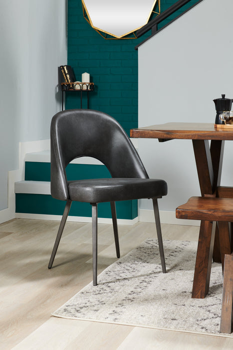 Chaise de salle à manger Bay de Kort & Co. en tissu de cuir végétalien et en métal - anthracite