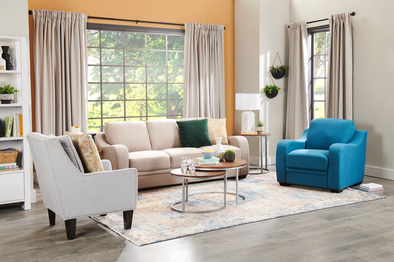 Fauteuil d’appoint club Sofa Lab personnalisable de 29 po fabriqué au Canada en tissu d’apparence lin avec pattes en bois - gris Pax Slate