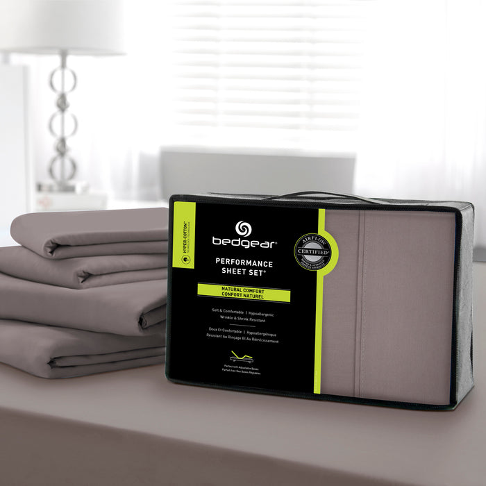 Ensemble de draps Hyper-CottonMC BEDGEARMD divisés pour très grand lit - gris