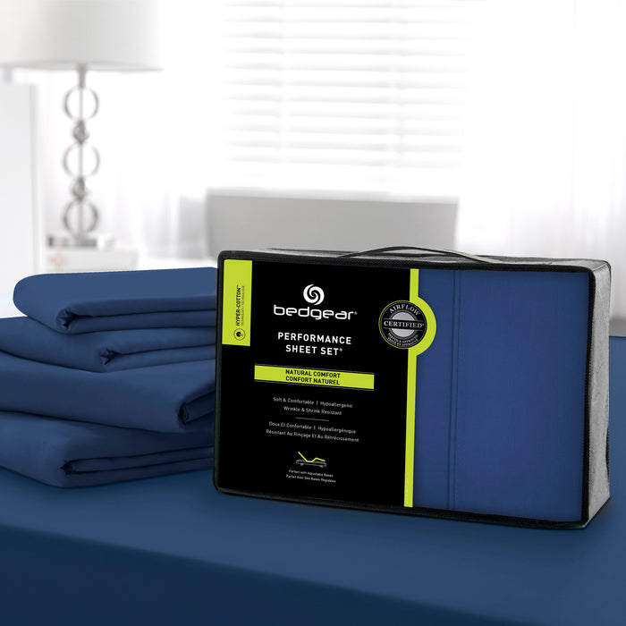 Ensemble de draps Hyper-CottonMC BEDGEARMD divisés pour très grand lit - bleu marine
