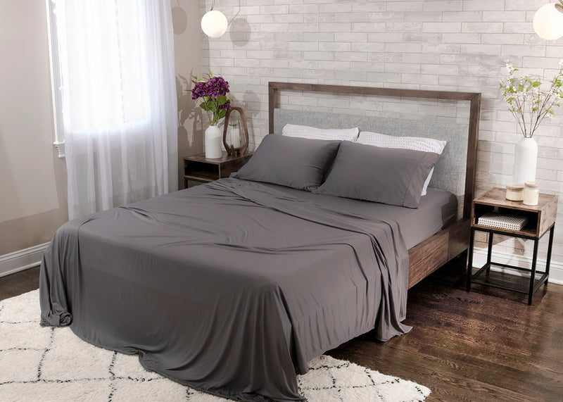 Ensemble de draps Dri-TecMD BEDGEARMD 4 pièces pour lit double - gris 
