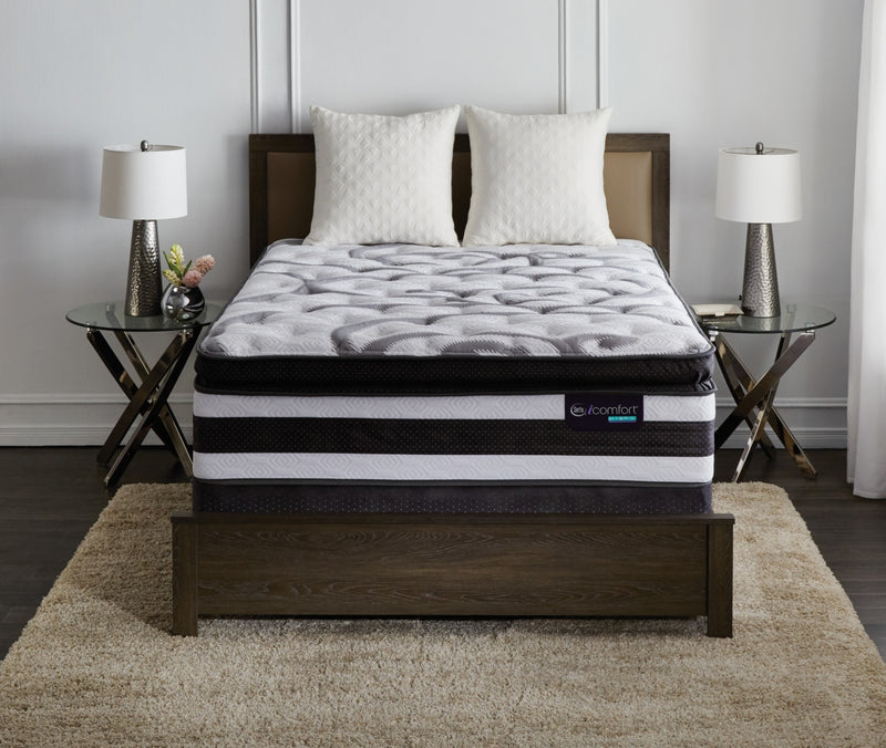 Ensemble semi-ferme plateau-coussin épais divisé profil bas Manolo iComfort Serta pour grand lit