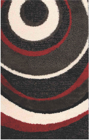 Shaggy Black, Charcoal, Red and Cream Area Rug|Carpette à poil long noire, anthracite, rouge et crème |SHAG336