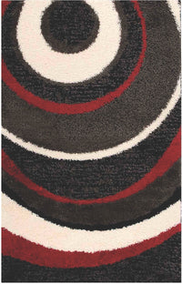 Carpette à poil long noire, anthracite, rouge et crème 
