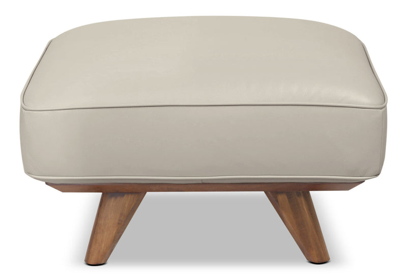 Pouf Kai en cuir véritable – argenté