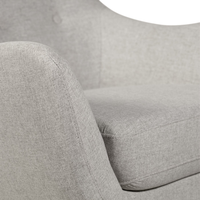 Sofa Calla de 73,62 po de format condo en tissu d’apparence lin avec capitonnage et pattes en bois - gris clair