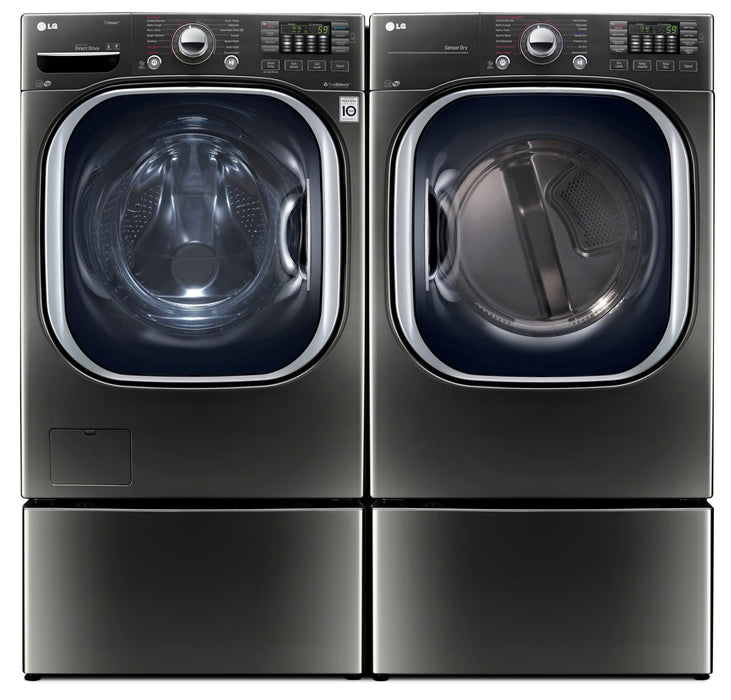 Laveuse TWIN Wash™  à chargement frontal, sécheuse électrique, laveuse-piédestal et piédestal de rangement de LG