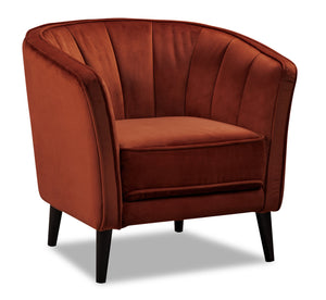 Fauteuil d’appoint Brinley de 29 po en tissu de velours avec pattes en bois - orange