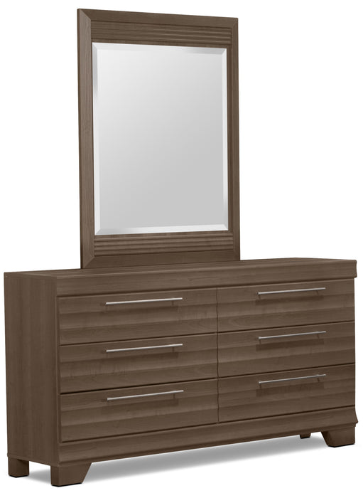 Ensemble de chambre à coucher Olivia 8 pièces avec grand lit de rangement - gris