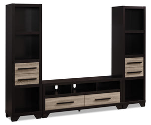 Meuble audio-vidéo Glendale 3 pièces avec rangement et système de gestion des câbles pour téléviseurs jusqu’à 65 po - espresso