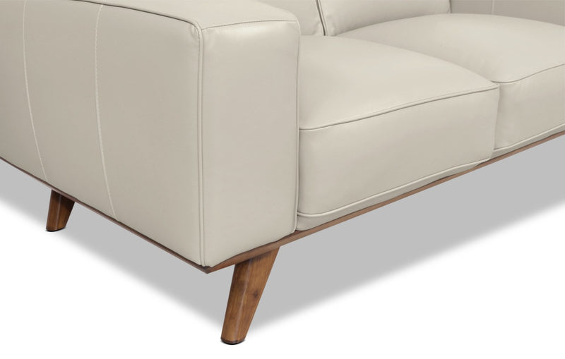 Sofa Kai en cuir véritable – argenté
