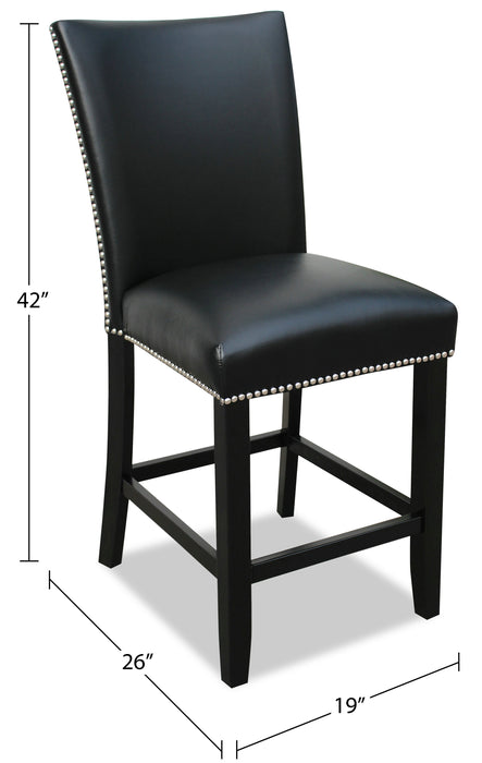 Chaise de salle à manger Cami de hauteur comptoir en tissu en similicuir - noire