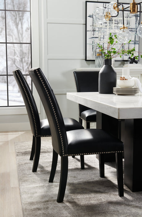 Ensemble de salle à manger Cami 5 pièces avec table de 70 po (L) avec dessus en marbre véritable et 4 chaises noires 