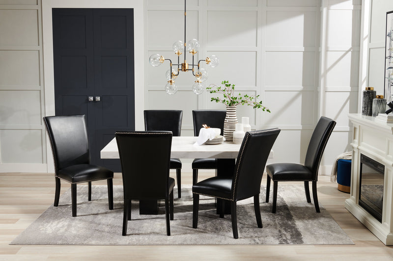 Table de salle à manger Cami de 70 po (L) avec dessus en marbre véritable - blanche