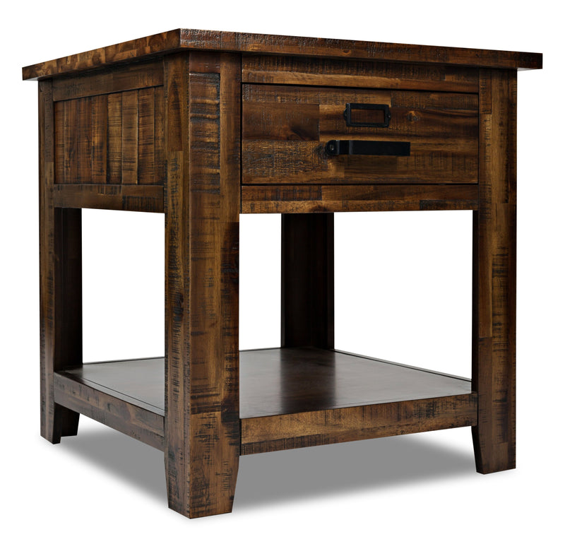 Casey End Table - Industrial, Rustic style End Table in Brown Acacia