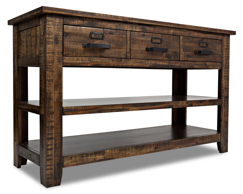 Casey Sofa Table - Rustic, Industrial style Sofa Table in Brown Acacia