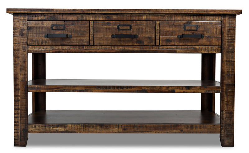 Table de salon rustique Casey de 50 po avec rangement et tablette - bois brun