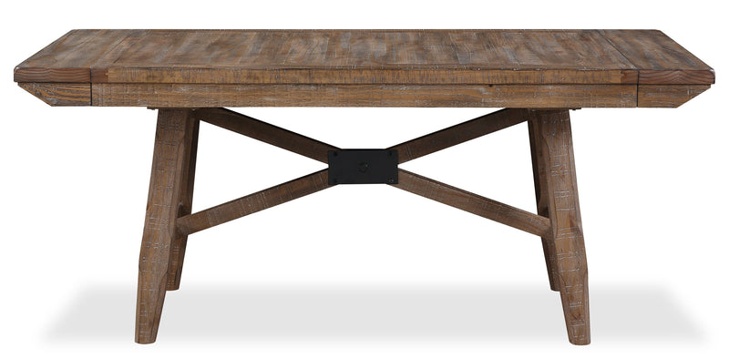 Ensemble de salle à manger Cedar 5 pièces en pin avec table de 72,07 po (L) avec base à tréteaux et 4 chaises - brun