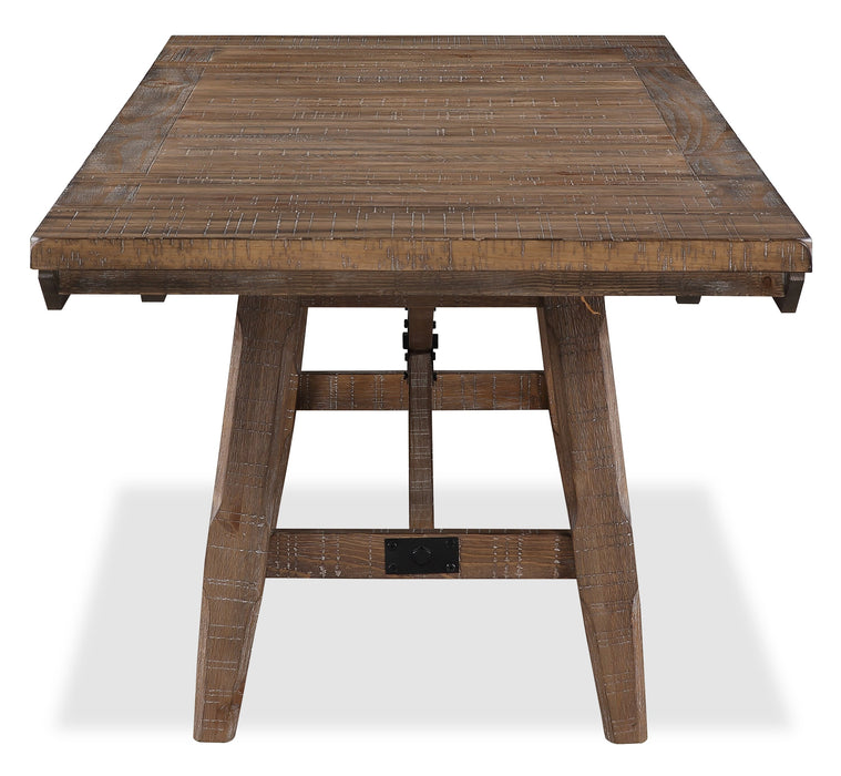 Ensemble de salle à manger Cedar 5 pièces en pin avec table de 72,07 po (L) avec base à tréteaux et 4 chaises - brun