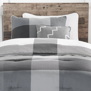 Ensemble d'édredon Charlie de 3 pièces pour lit simple - gris