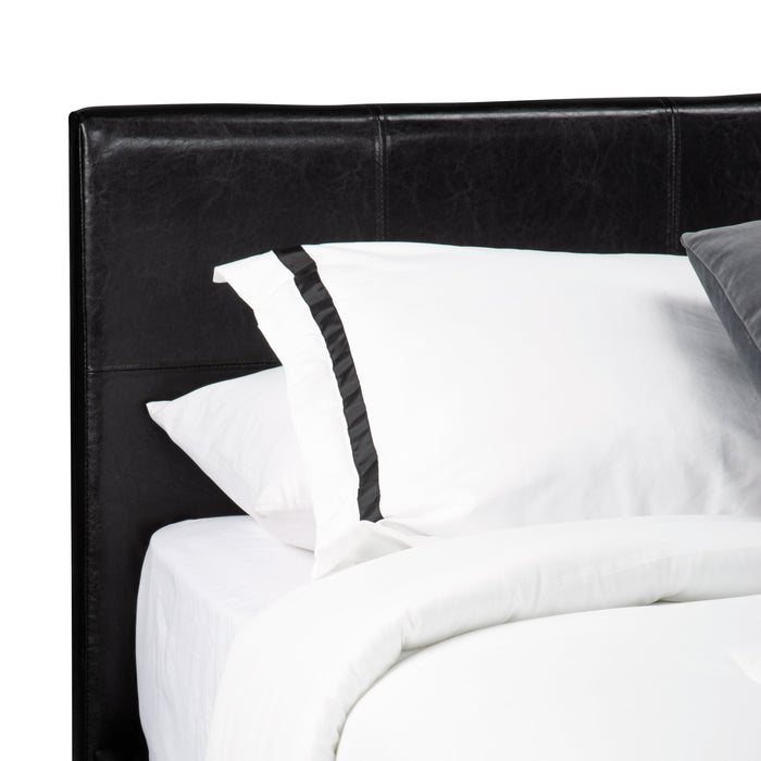 Lit rembourré Chase en tissu de cuir végétalien brun - format grand lit