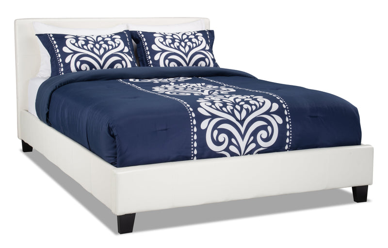 Chase White Full Bed - Contemporary style Bed in White Faux Leather