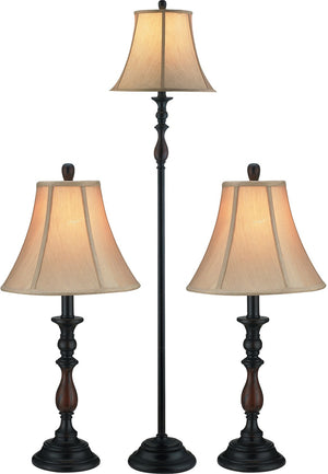 Ensemble de 3 lampes traditionnelles avec abat-jours en forme de cloche