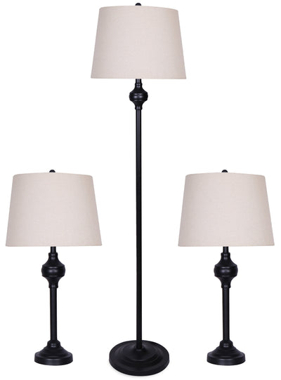 Ciara 3-Piece Floor and Two Table Lamps Set 